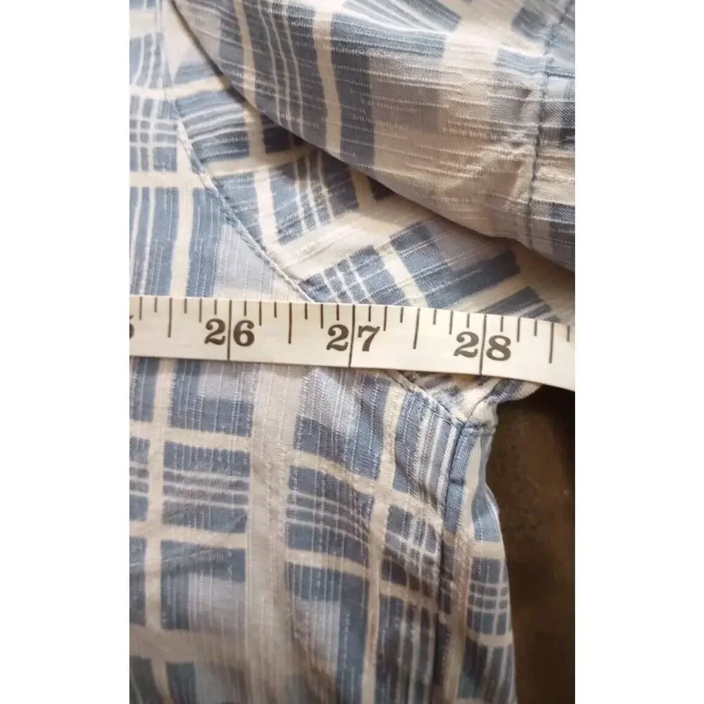 Tommy Bahama Silk shirt Textured‎ Short Sleeve Blue Square Print 2X-Large